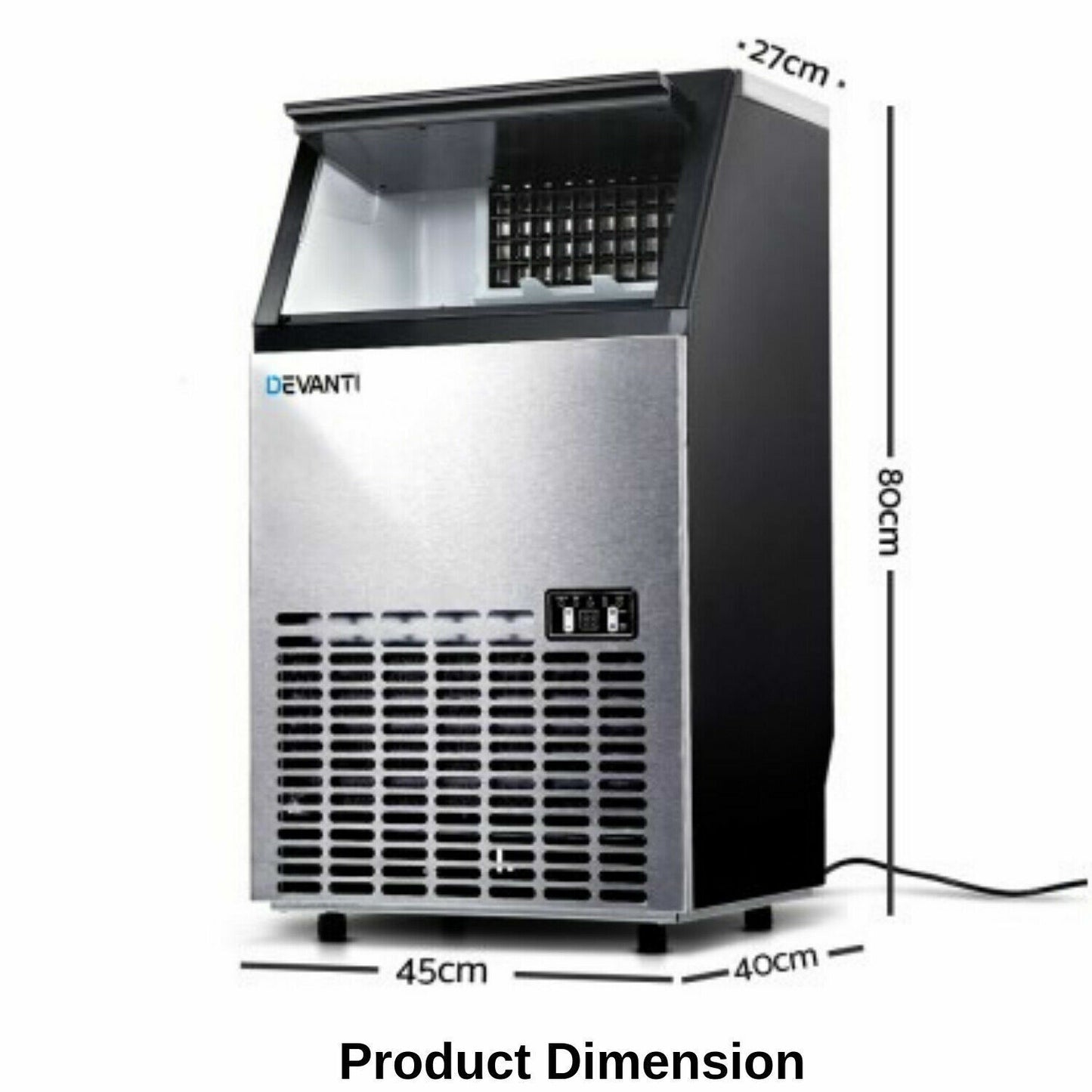Ice Maker Machine Portable Commercial Stainless Steel Ice Cube Tray Rapid 60kg