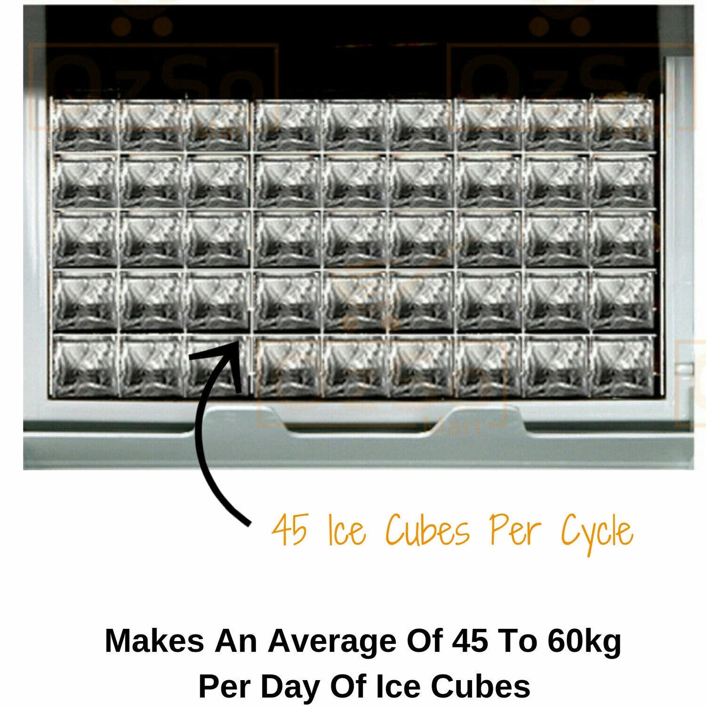 Ice Maker Machine Portable Commercial Stainless Steel Ice Cube Tray Rapid 60kg