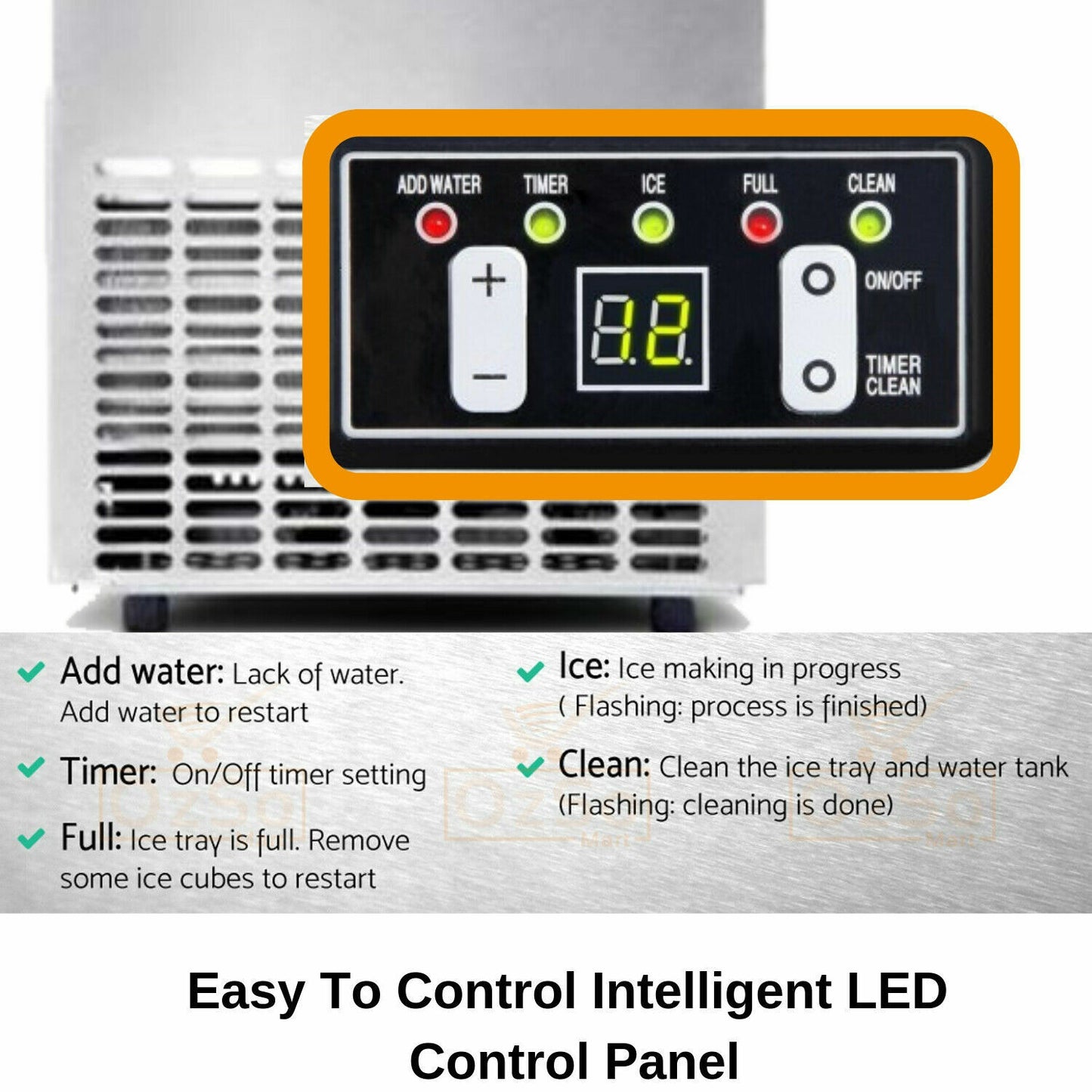 Ice Maker Machine Portable Commercial Stainless Steel Ice Cube Tray Rapid 60kg