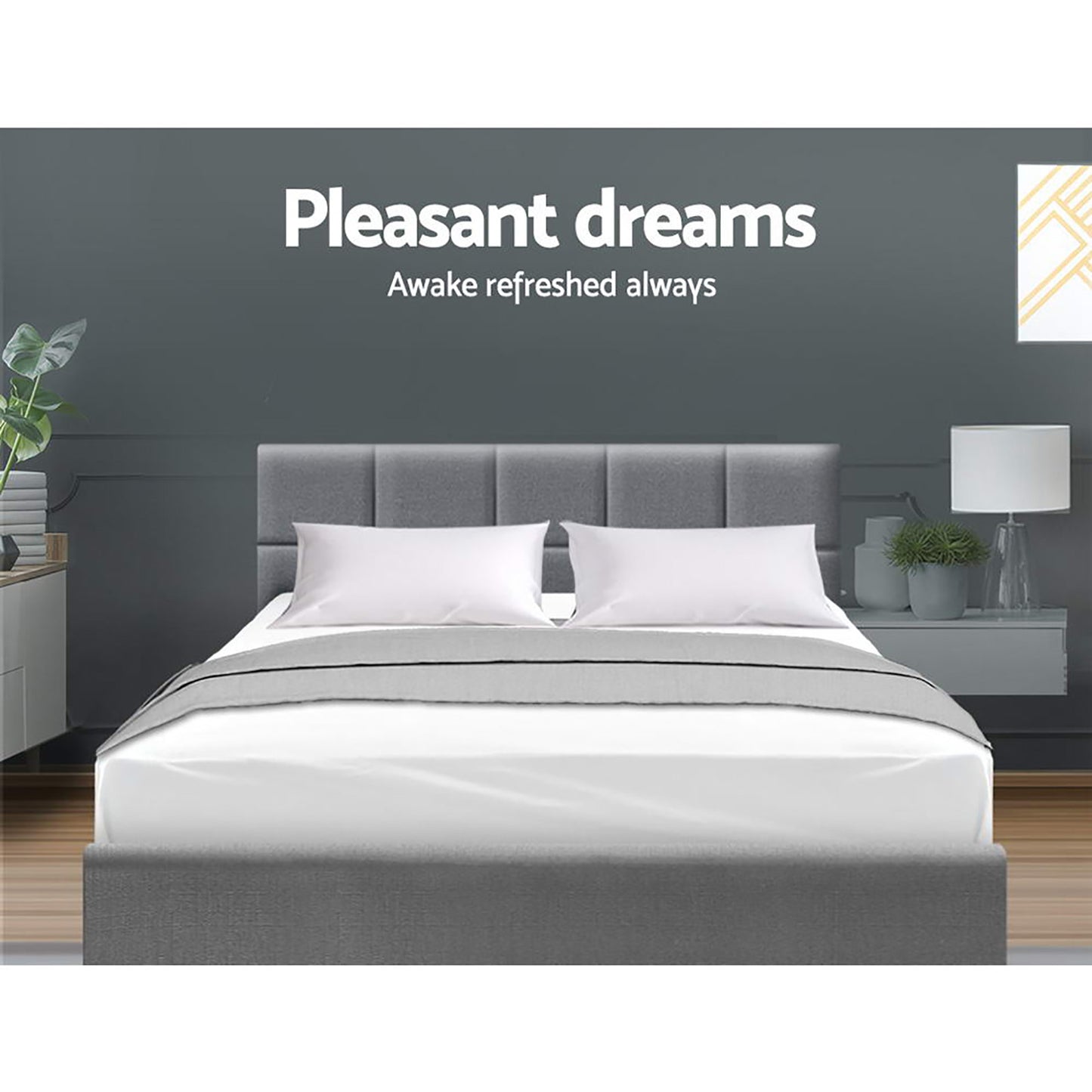 Artiss Bed Frame Queen Size Grey TINO BFRAME - H - TINO - Q - GY - AB