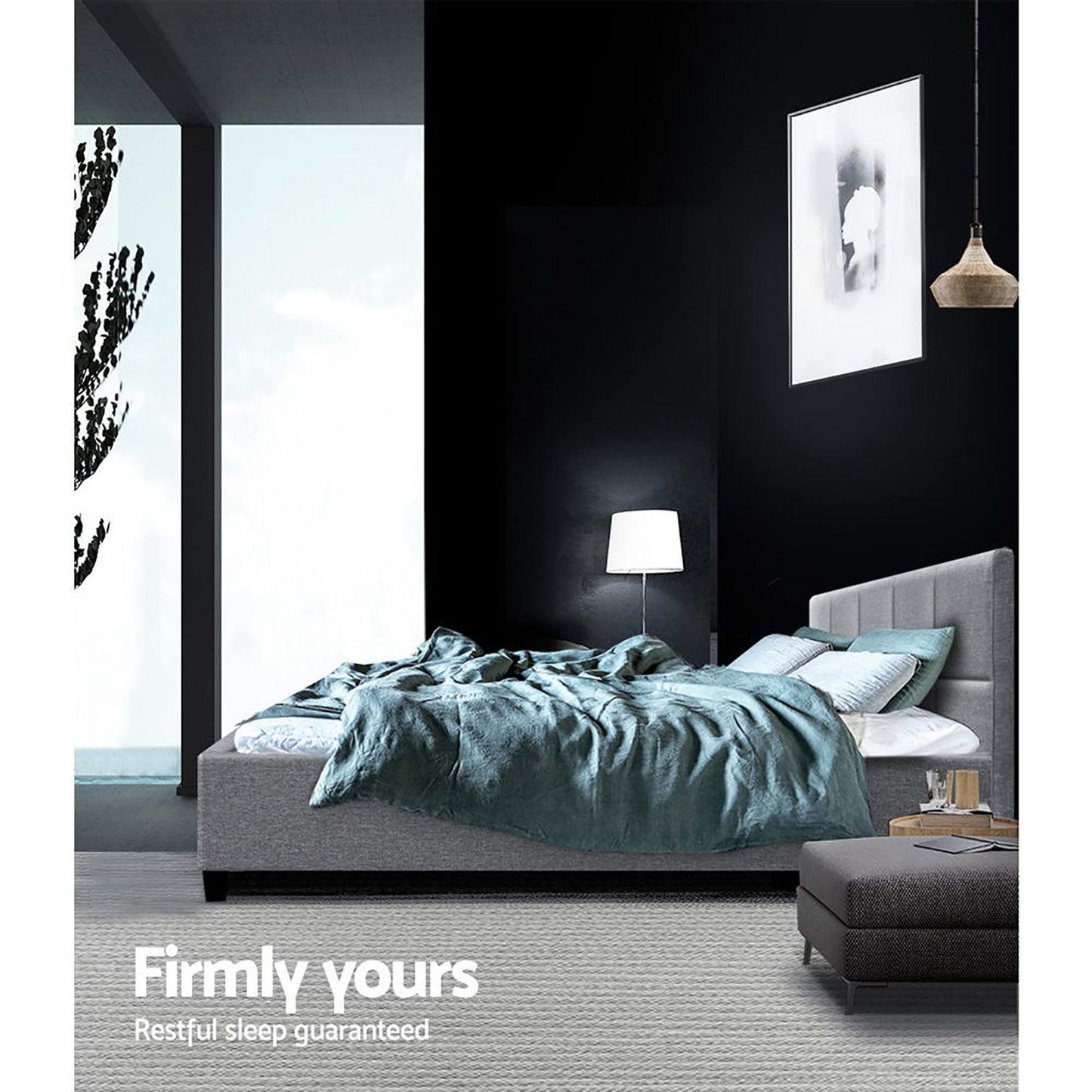 Artiss Bed Frame Queen Size Grey TINO BFRAME - H - TINO - Q - GY - AB