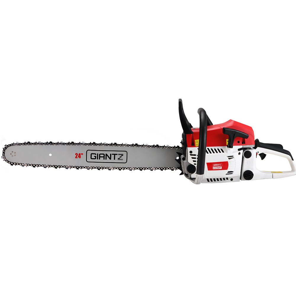 Giantz 62CC Petrol Chainsaw 24" Bar E - Start 5.2HP Pruning Tree Cutter CSAW - SXTO - 24 - RDWH - 2C