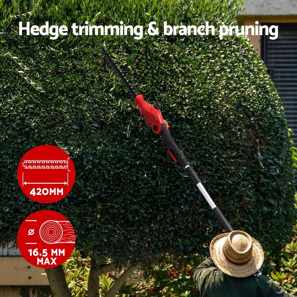 Giantz Cordless Pole Hedge Trimmer Pruner – Electric Garden Cutter Tool HT - POLE - 20V - 45 - RDBK