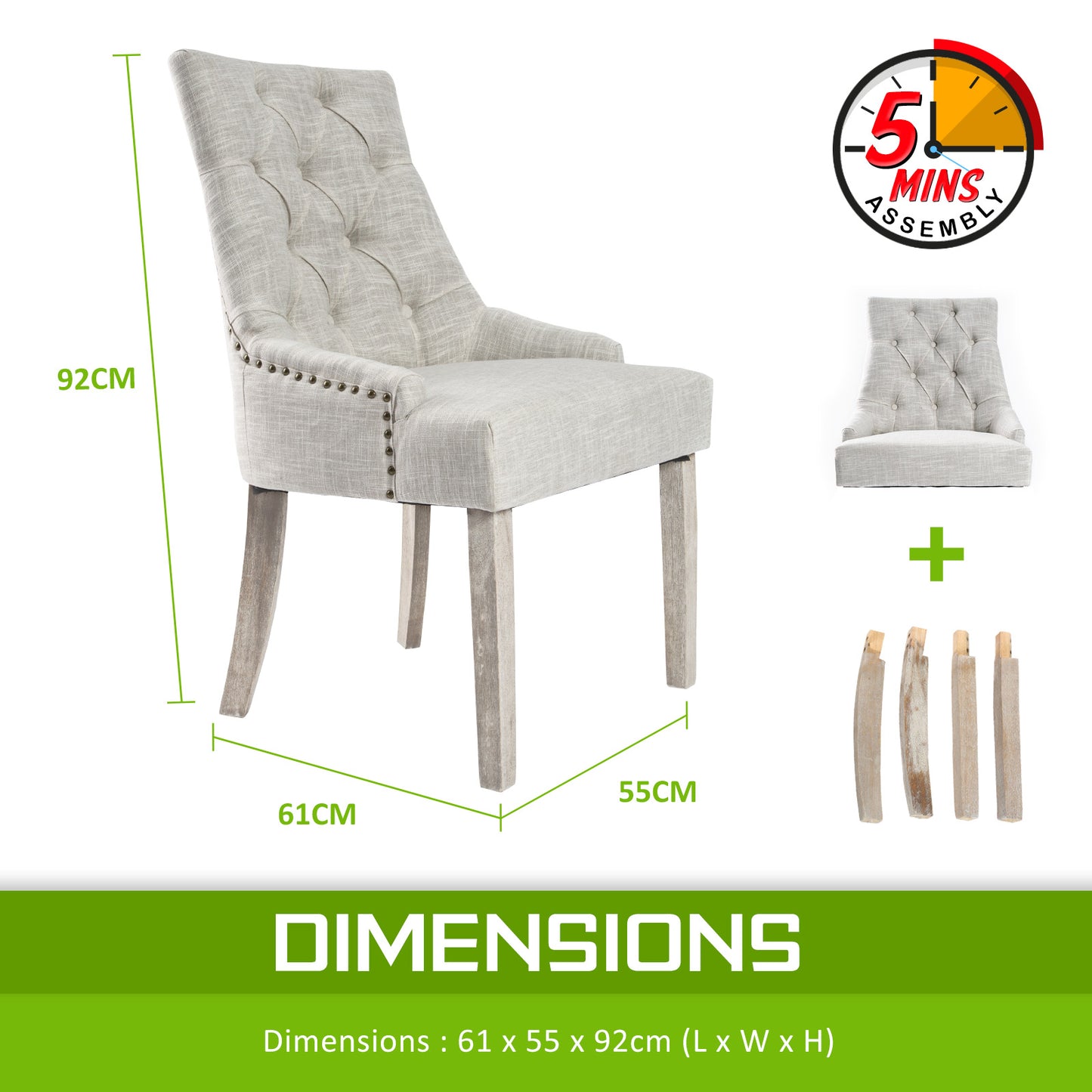 4X French Provincial Dining Chair Oak Leg AMOUR CREAM - Homegrown - StoresHomegrown - StoresV274 - FT - FC8443 - CR4