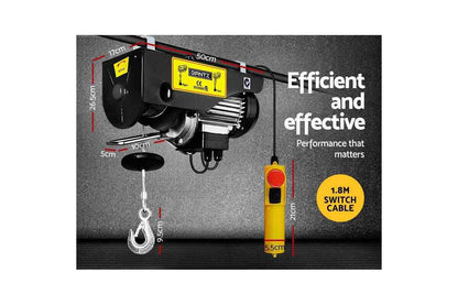 Electric Hoist Winch Crane 500/1000kg Rope 20m Remote Lifting Cable 240v Hoists