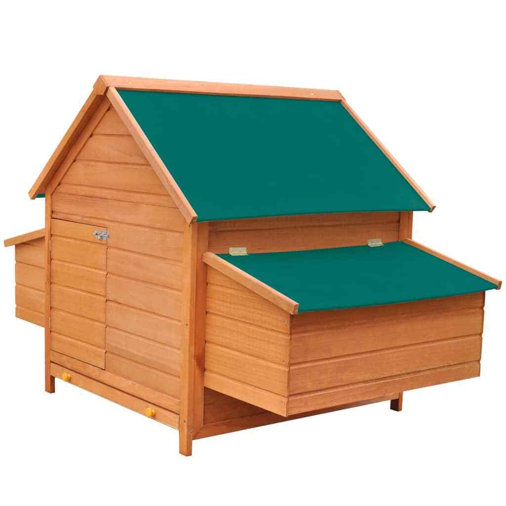 Large Wooden Hutch Chicken Coop Hen Chook House Nesting Poultry Cage