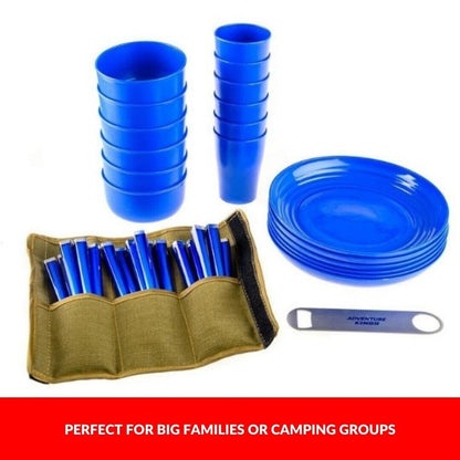 Camping Picnic Set 37 Piece 6Person Picnic Cutlery Pack Set Bag Storage Portable