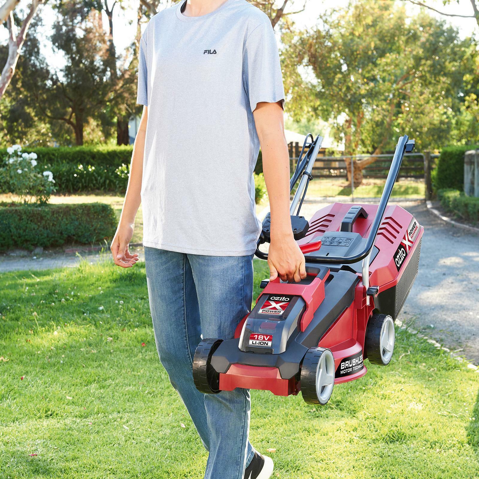 Cordless Lawn Mower Ozito PXC 18V Brushless Motor Grass Trimmer Battery Charger