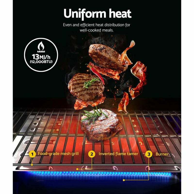 Gas BBQ Barbecue With Grill Plate Stainless Steel Portable Grill Cooker Outdoor