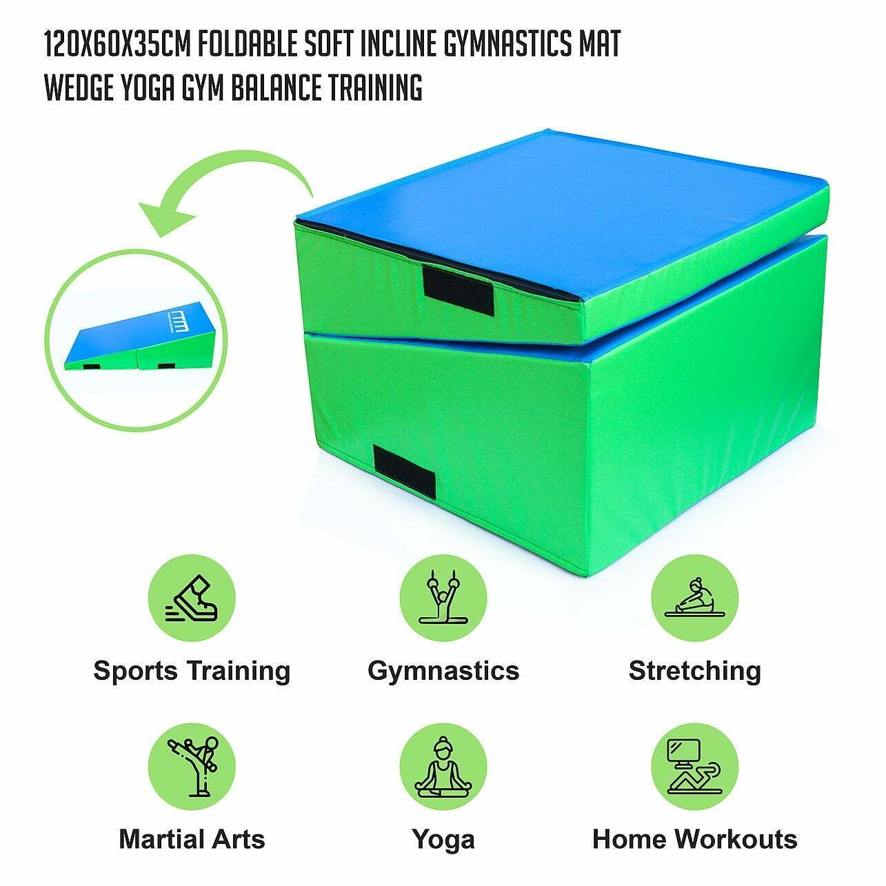 120x60x35cm Foldable Soft Incline Gymnastics Mat Wedge Yoga Gym Balance Training - Homegrown - StoresHomegrown - Stores