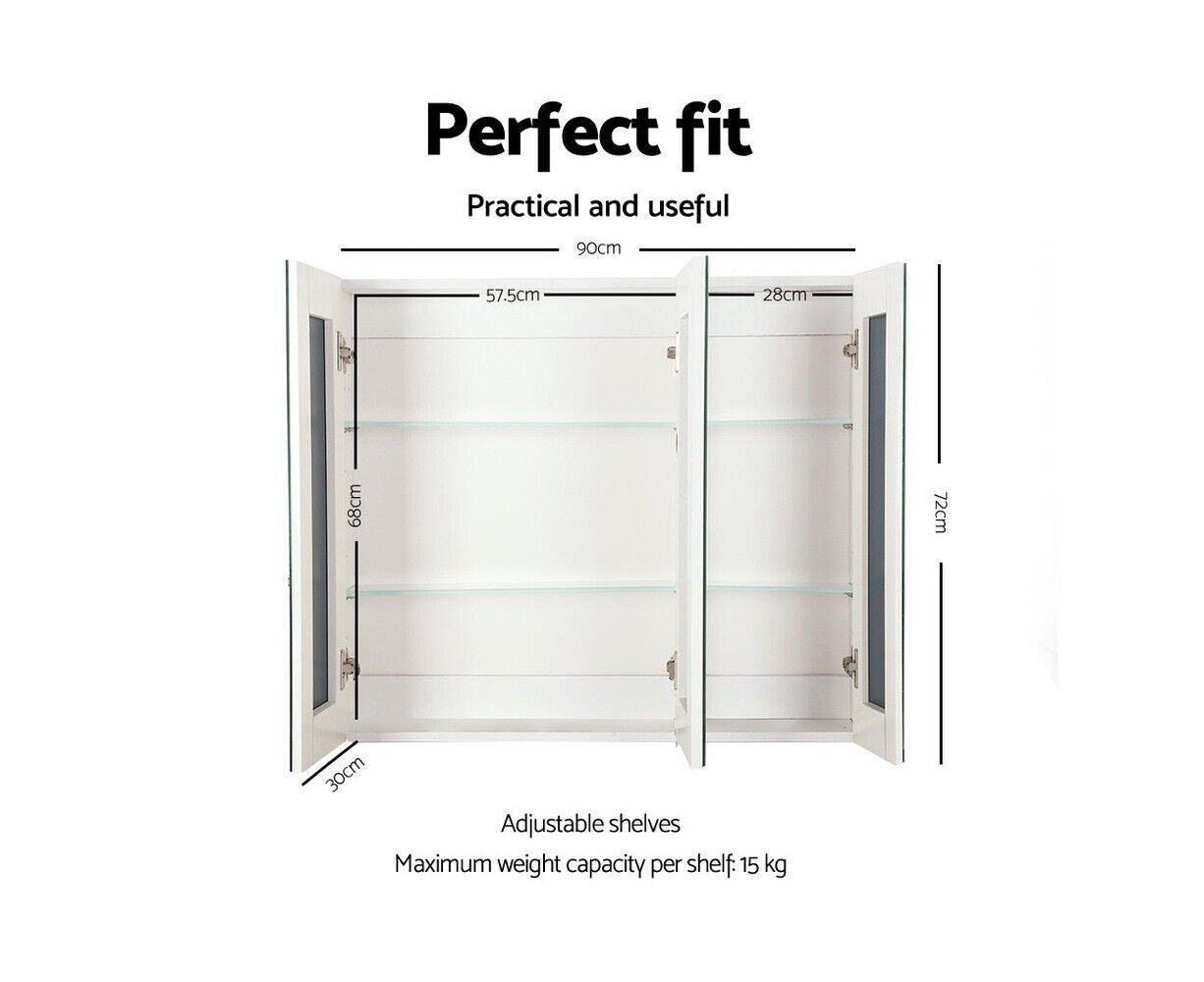 900MM x720MM Bathroom Vanity Mirror Medicine Cabinet Shaving Storage Pencil Edge