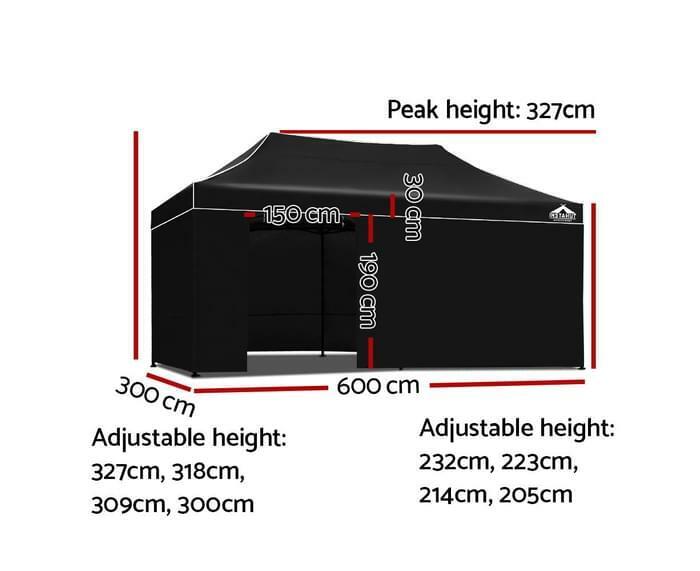 Heavy Duty Pop up Marquee 3 x 6 Gazebo Outdoor Tent Portable Waterproof Shade AU