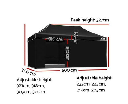 Heavy Duty Pop up Marquee 3 x 6 Gazebo Outdoor Tent Portable Waterproof Shade AU
