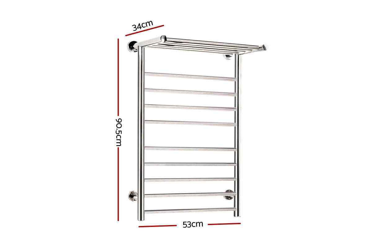 Heated Towel Rail Bathroom Stainless Steel Electric Rails Warmer Clothes 14 Rack
