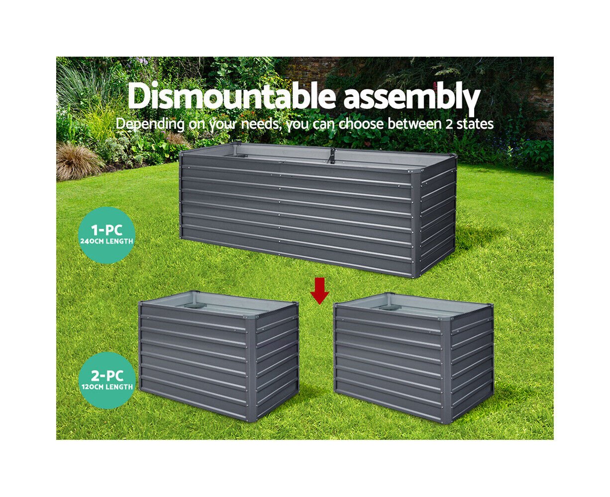 Greenfingers Garden Bed 240X80X77CM Galvanised Raised Steel Instant Planter - Homegrown - StoresHomegrown - Stores5547548