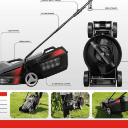 Ozito 1200W 305mm Electric Portable Lawn Mower + Grass Catcher Garden Tool - Homegrown - StoresHomegrown - StoresELM - 1230