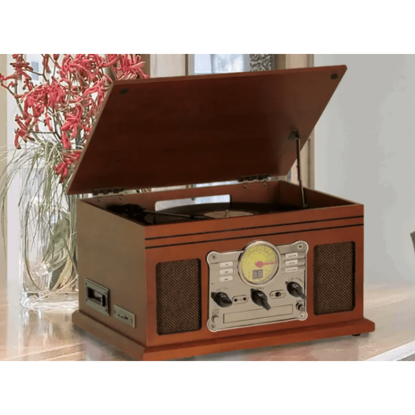 Turntable Bluetooth Vinyl Record Player AUX MP3 Music Cassette Player AM FM USB - Homegrown - StoresHomegrown - Stores