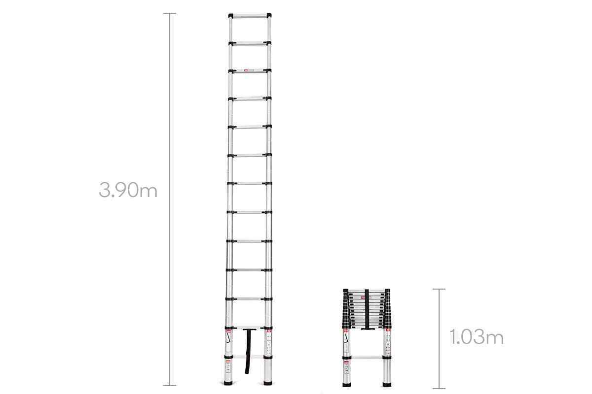 3.9m Portable Telescopic Ladder Aluminium Extension Safe Step Adjustable Compact