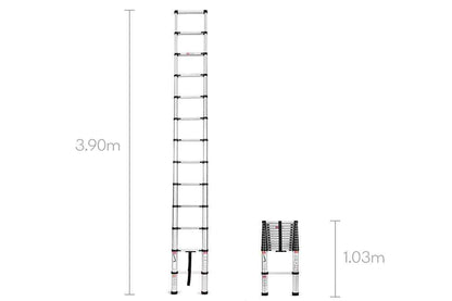 3.9m Portable Telescopic Ladder Aluminium Extension Safe Step Adjustable Compact