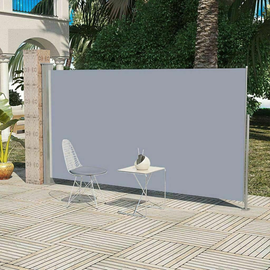 Terrace Patio Retractable Sunshade Side Awning Privacy Screen Grey 100x300cm