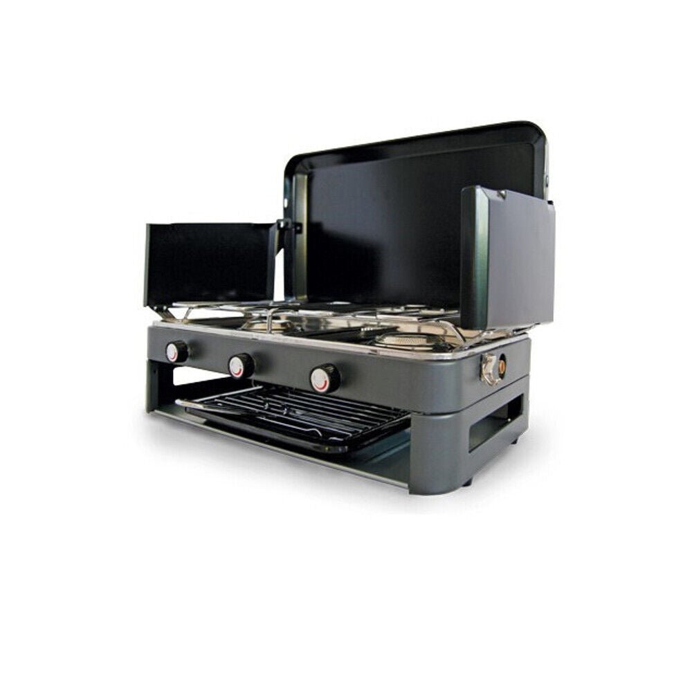 Deluxe 2 Burner Grill Stove Grill Portable Outdoor Cooking Gas Camping Kitchen