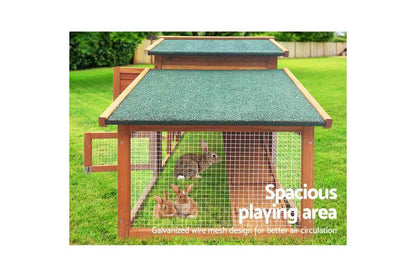 i.Pet Rabbit Hutch Hutches Large Metal Run Wooden 2 Storey Pet Cage Chicken Coop