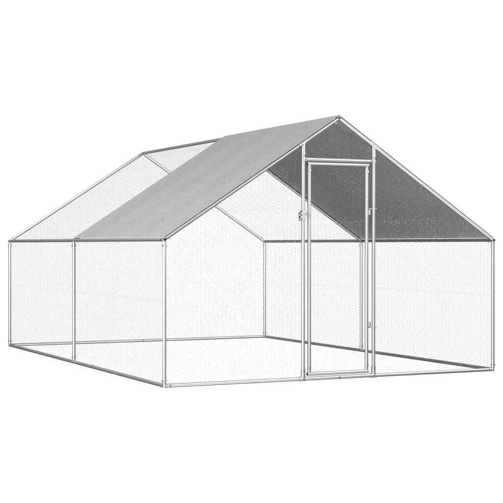 Large Walk-in Chicken Coop Outdoor Run Covered Steel Shed Cage Pen House 4x2.75m