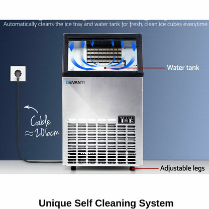 Ice Maker Machine Portable Commercial Stainless Steel Ice Cube Tray Rapid 60kg