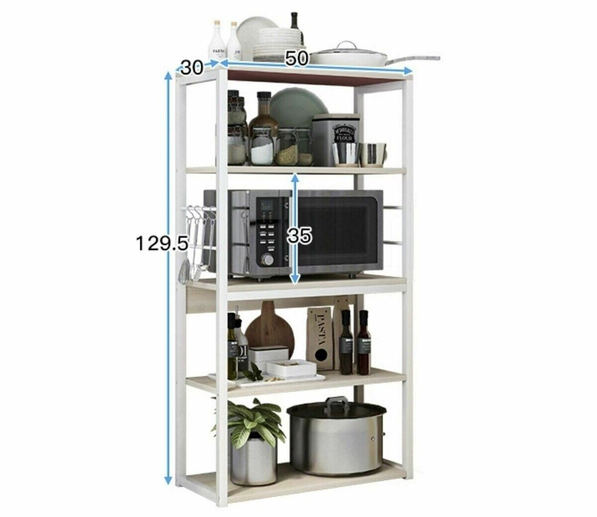 5 Tier Microwave Kitchen Multi Storage Shelves Shelf Racks Utensils Organiser