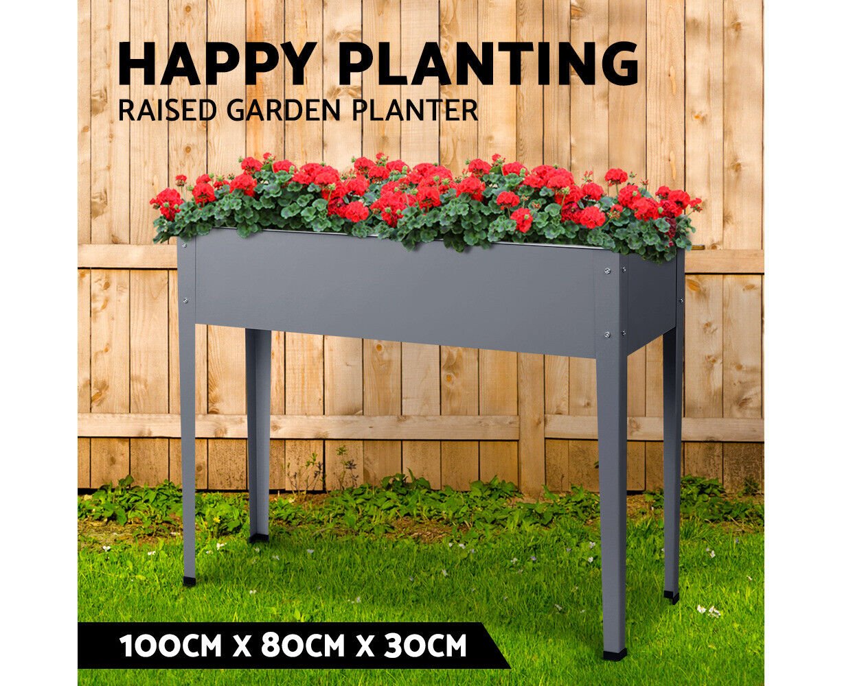 Greenfingers Garden Bed 100X80X30CM Galvanised Steel Raised Planter Standing Box
