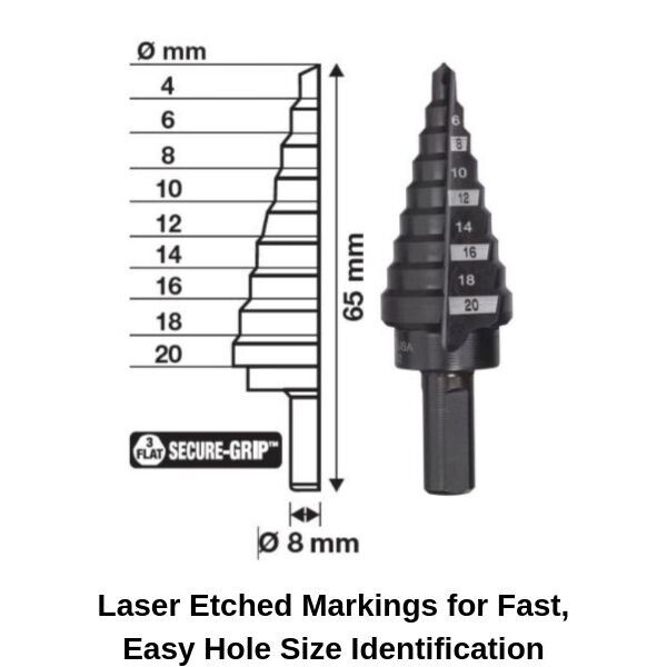 Milwaukee 48899399 Metric Step Drill Bit Set 3 Piece Stepped Bits 48-89-9399