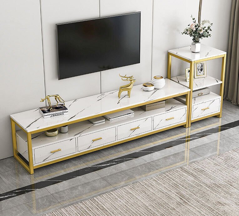 Synergy Luxury Designer Marble TV Cabinet (White) - Homegrown - StoresHomegrown - StoresNF82 - W