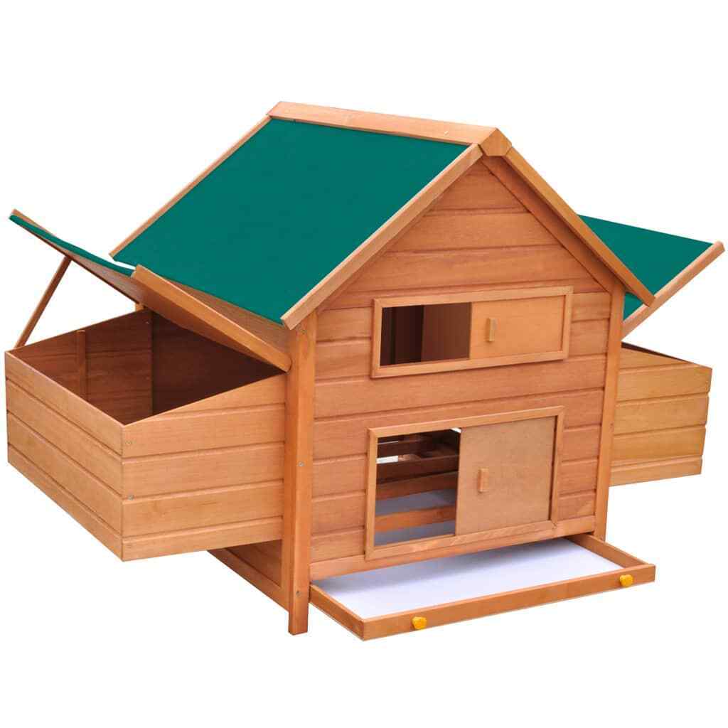 Large Wooden Hutch Chicken Coop Hen Chook House Nesting Poultry Cage