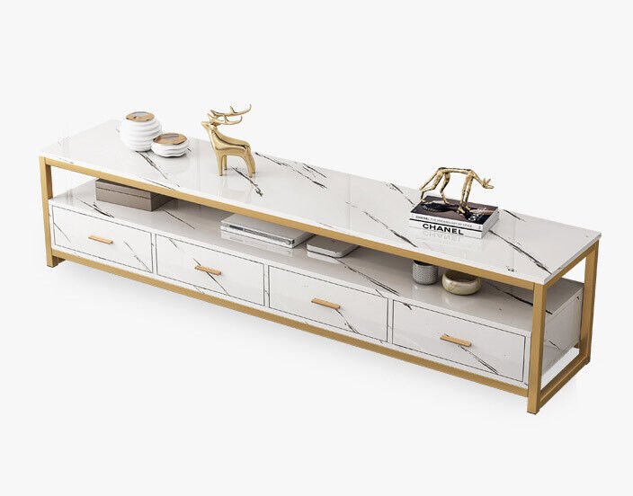 Synergy Luxury Designer Marble TV Cabinet (White) - Homegrown - StoresHomegrown - StoresNF82 - W