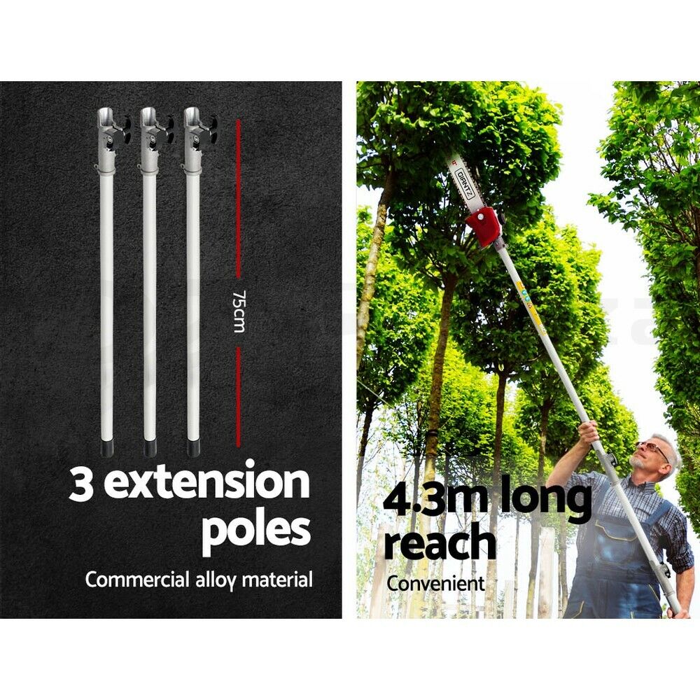 Pole Chain Saw Petrol Hedge Trimmer Garden Tool Tree Pruner 5.6M Reach Chainsaw