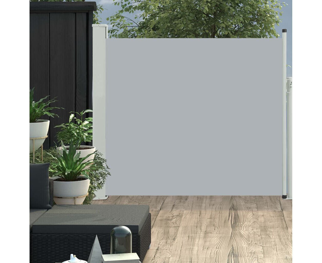 Terrace Patio Retractable Sunshade Side Awning Privacy Screen Grey 100x300cm