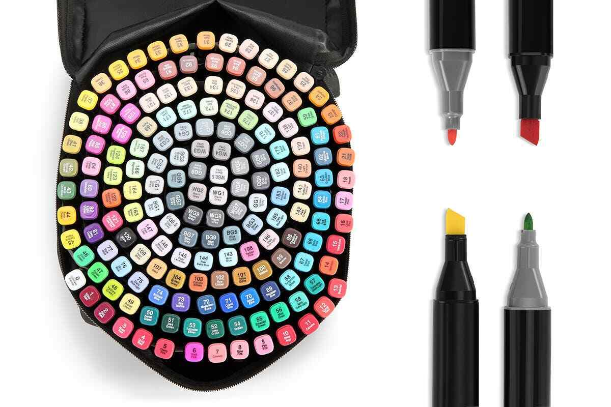 Colour Marker Texta Artist Set Dual Tip Widths -Broad & Fine Coded inc Glove