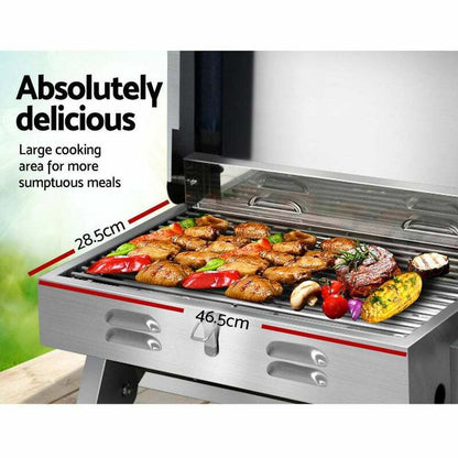 Gas BBQ Barbecue With Grill Plate Stainless Steel Portable Grill Cooker Outdoor