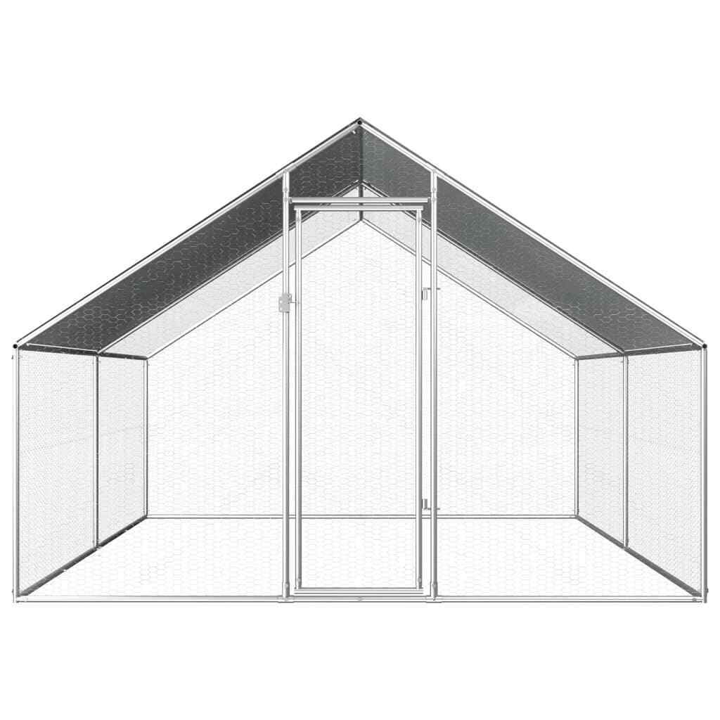 Large Walk-in Chicken Coop Outdoor Run Covered Steel Shed Cage Pen House 4x2.75m