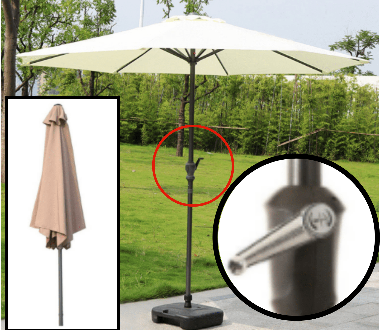 Outdoor Umbrella Large 3M Round Garden Patio Deck Parasol Canopy Shade Beach - Homegrown - StoresHomegrown - Stores7909 - G