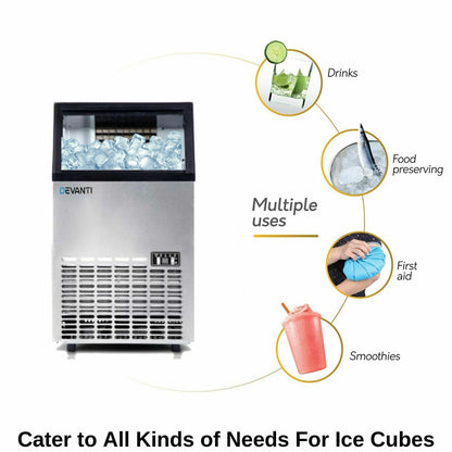 Ice Maker Machine Portable Commercial Stainless Steel Ice Cube Tray Rapid 60kg