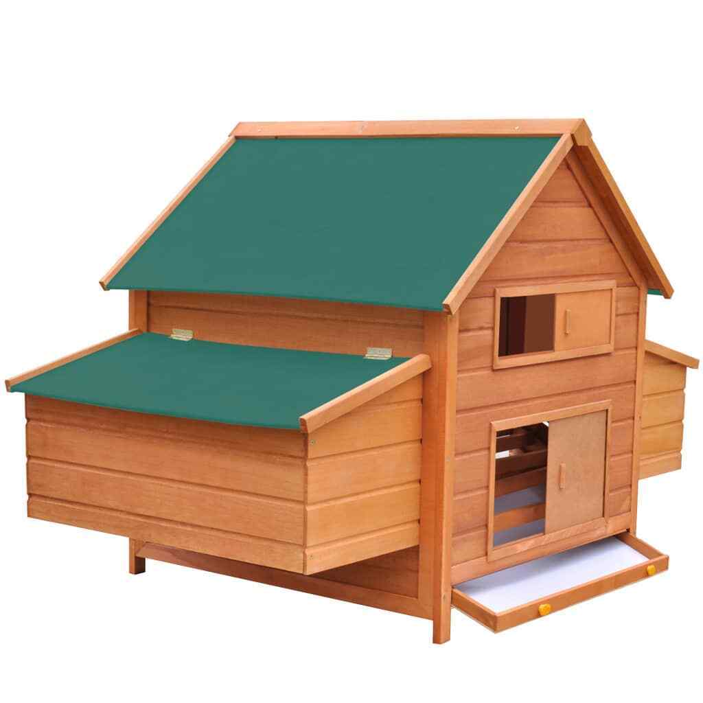 Large Wooden Hutch Chicken Coop Hen Chook House Nesting Poultry Cage