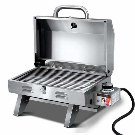 Gas BBQ Barbecue With Grill Plate Stainless Steel Portable Grill Cooker Outdoor