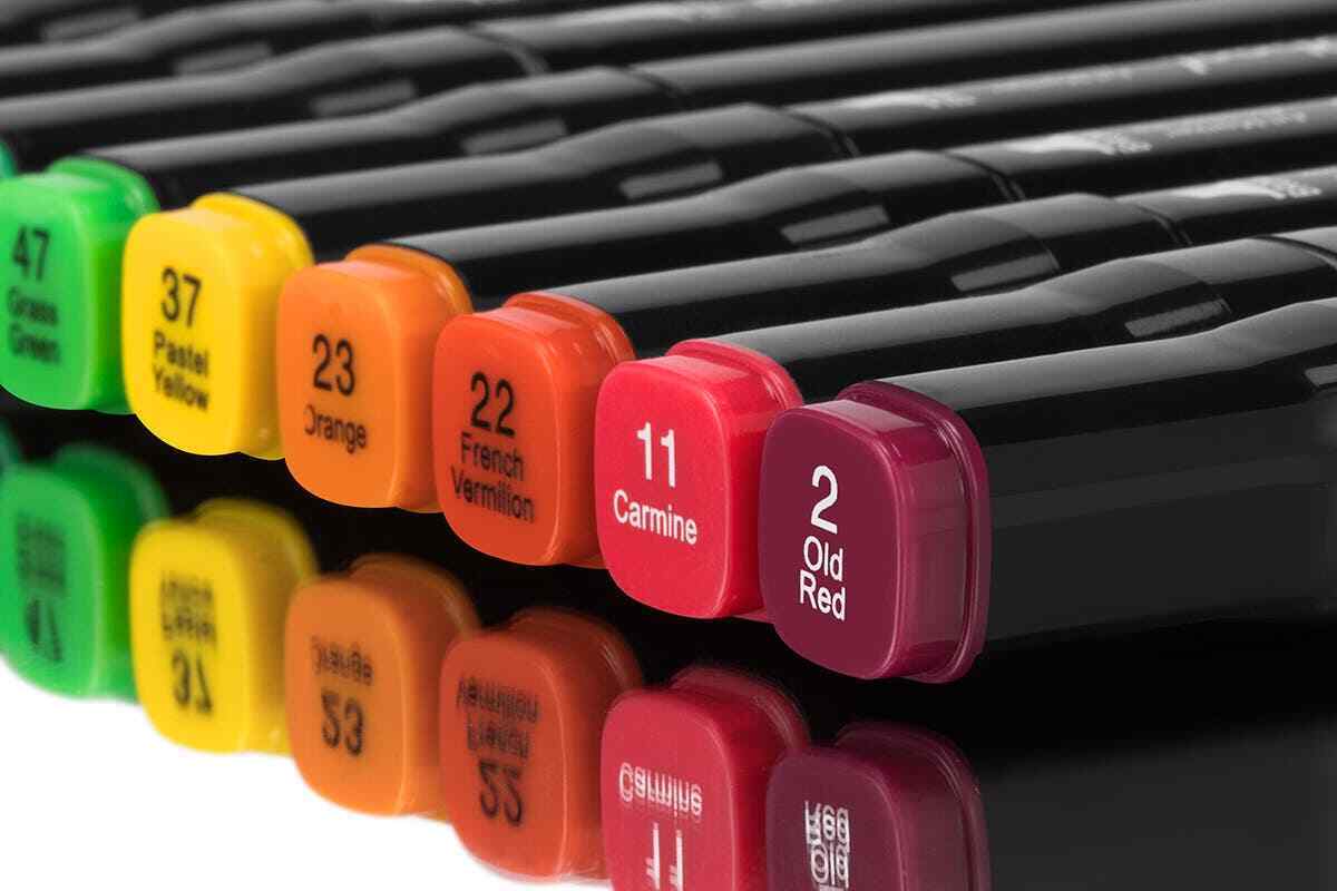 Colour Marker Texta Artist Set Dual Tip Widths -Broad & Fine Coded inc Glove