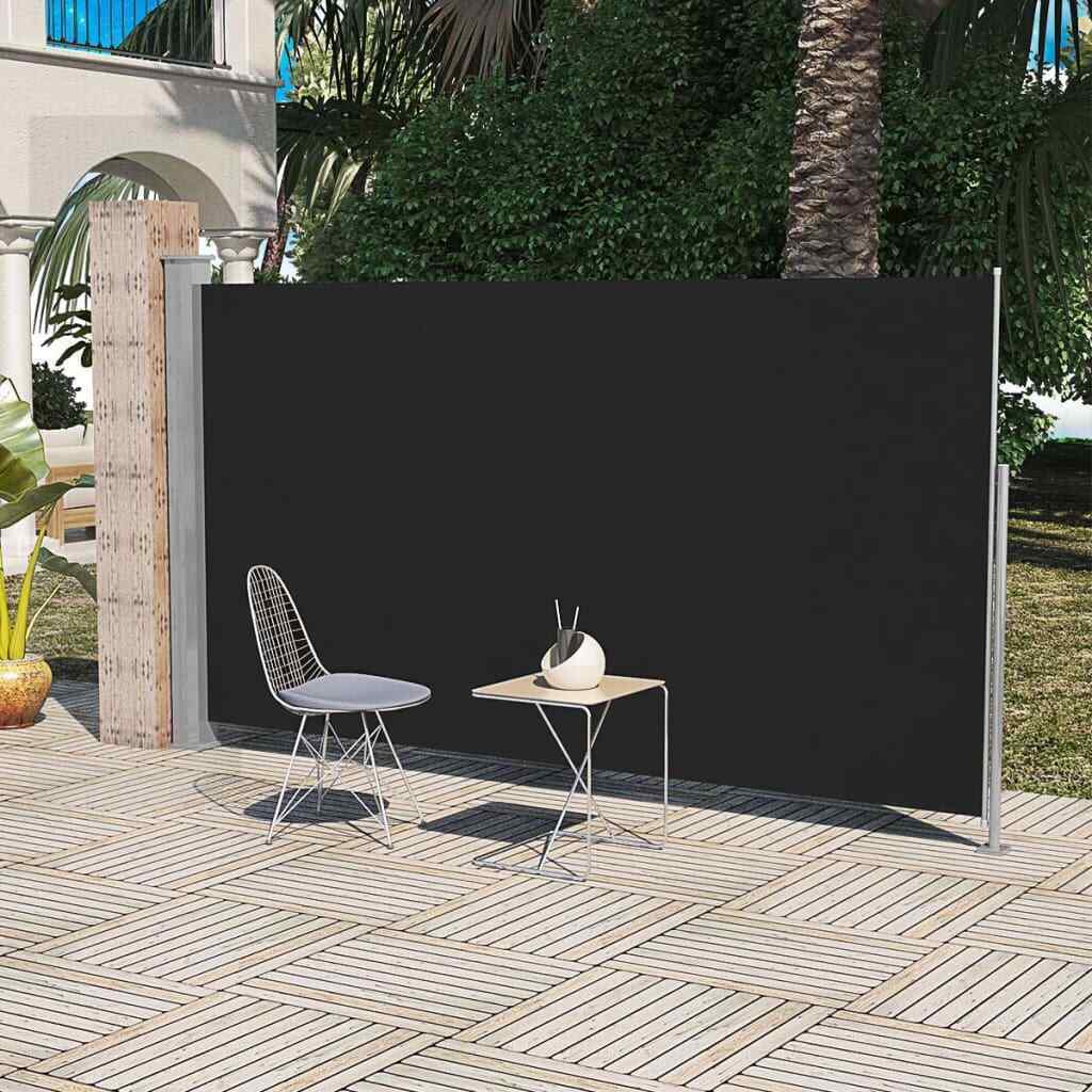 Terrace Patio Retractable Side Awning 140x300cm Black Garden Terrace Screen