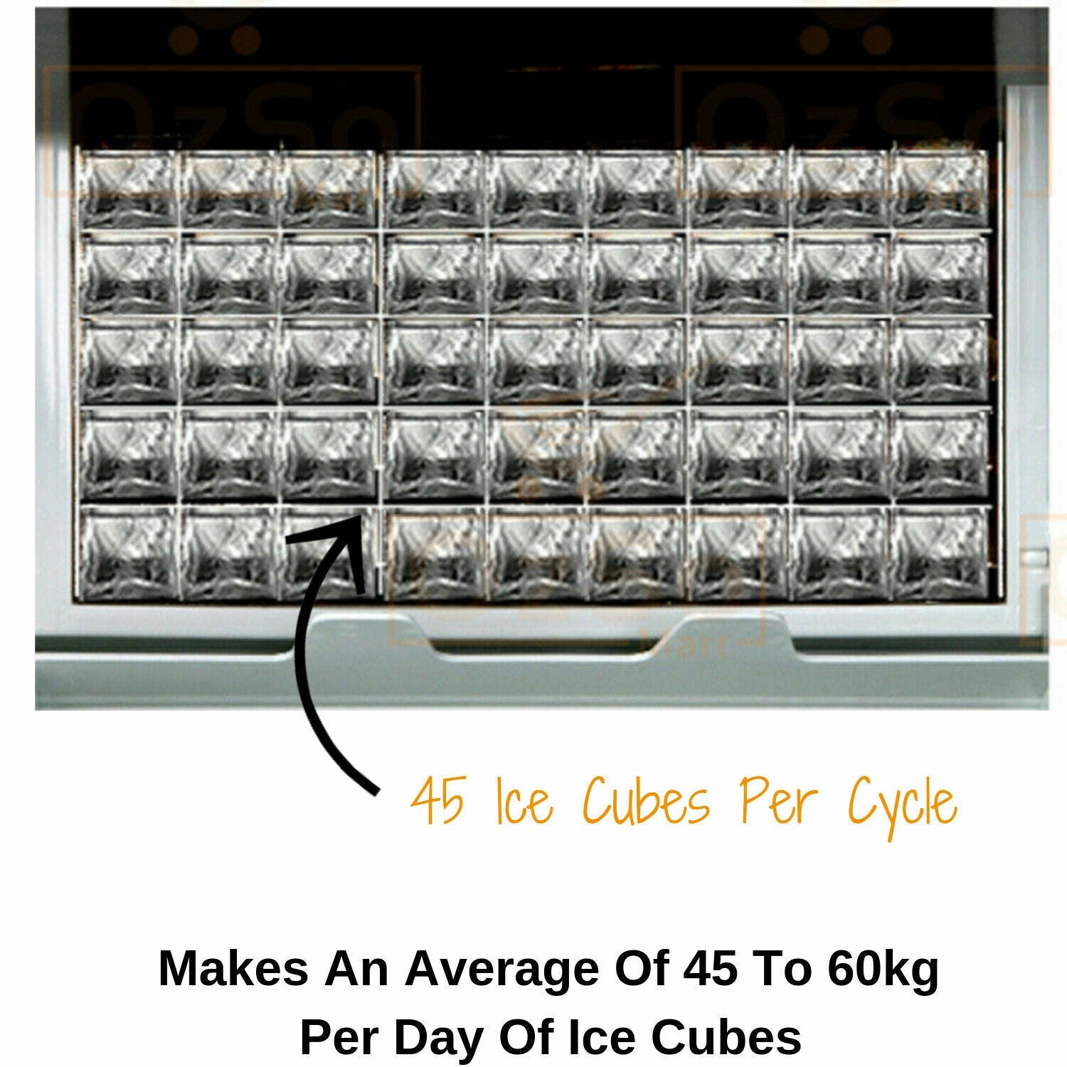 Ice Maker Machine Portable Commercial Stainless Steel Ice Cube Tray Rapid 60kg