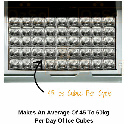 Ice Maker Machine Portable Commercial Stainless Steel Ice Cube Tray Rapid 60kg