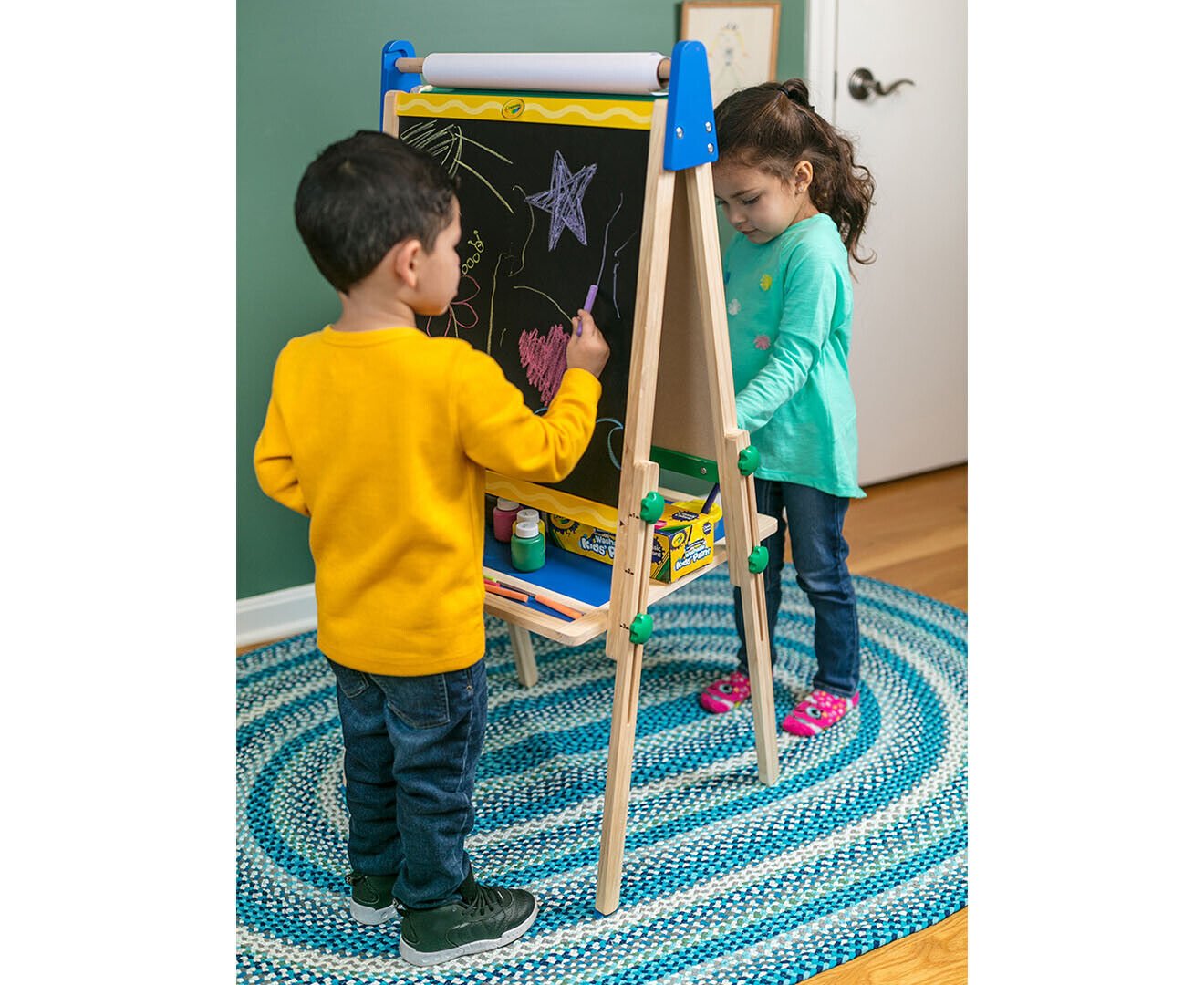 Crayola Kids Art Easel Drawing Board Magnetic Whiteboard Chalkboard Paper Roll