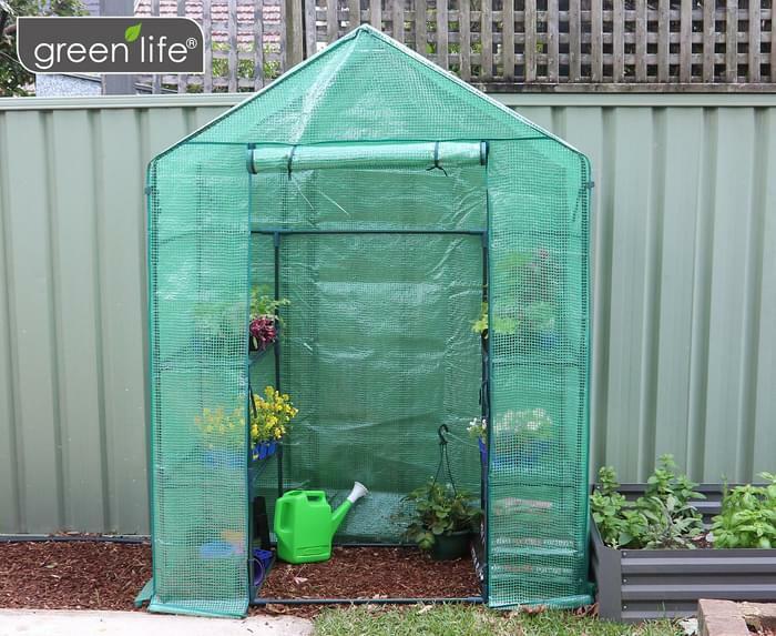 Green House W/ Shelves Greenhouse Walk In Hot Shade House Seedlings Shed Storage - Homegrown - StoresHomegrown - StoresGLGH2