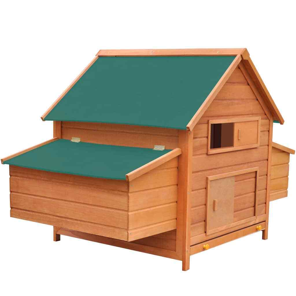 Large Wooden Hutch Chicken Coop Hen Chook House Nesting Poultry Cage